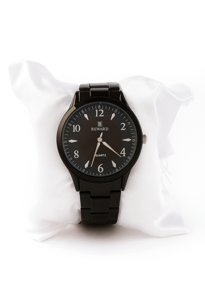 reward men's black classic wristwatch i steel frame watch i 100% pure